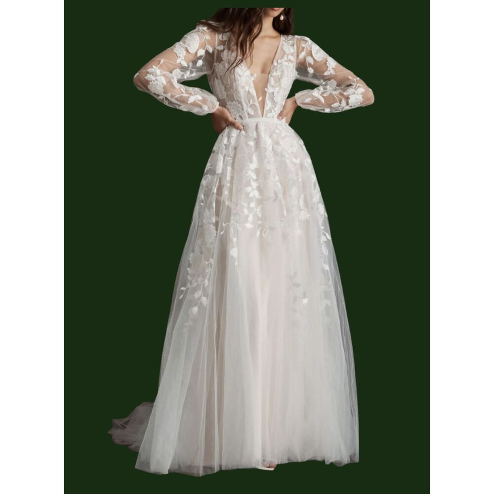 Willowby by Watters Olena Lace Wedding Gown Ivory Size 6 Long Sleeve
